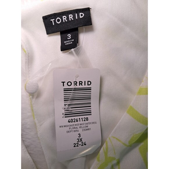 Torrid Mini Gauze Floral Yellow Skater Dress Long Sleeves Fit Flare Size 3 NWT - Picture 2 of 12